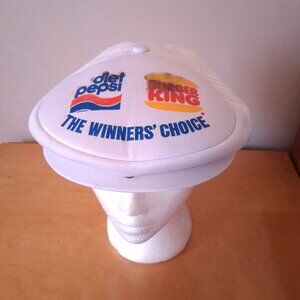 VTG 1980s Diet Pepsi Burger King "The Winners' Choice" White Cabbie Newsboy Hat